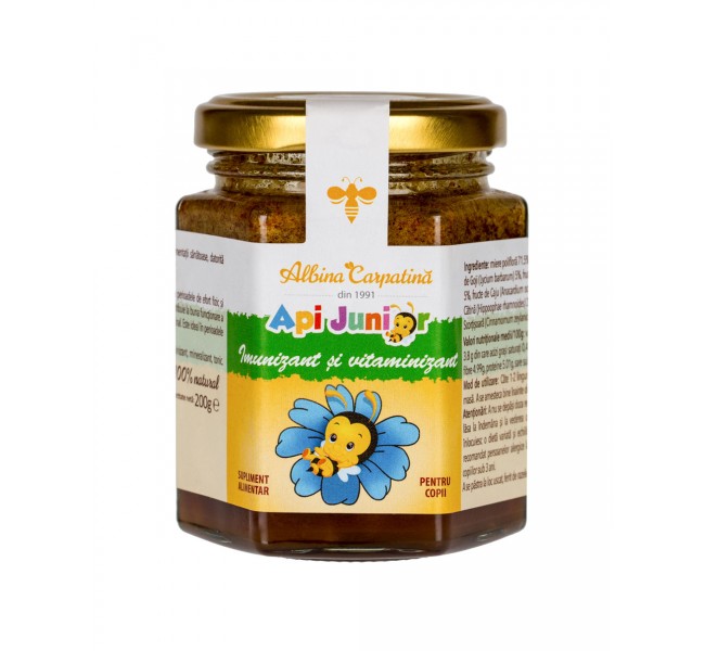 Apijunior imunizant si vitaminizant pentru copii Albina Carpatina – 200 g